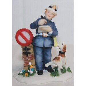 O'Well Parking Enforcement Officer w/ Peeing Dog Christmas Village Figurine